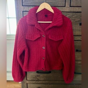 SHEIN Vibrant Red Teddy Jacket